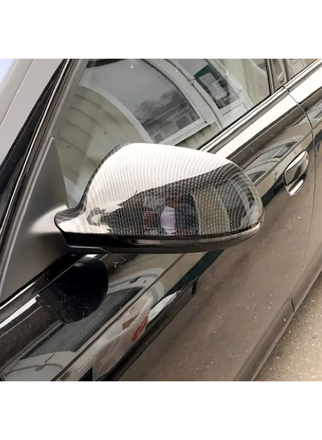 غطاء مرآة الرؤية الخلفية من ألياف الكربون الأسود لأودي A4 B8 و A6 C6 و Q3 مقاوم للخدوش - Image 1
